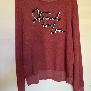Casual Women's Maroon Graphic Sweatshirt - Stoned in Love